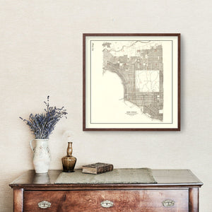 Vintage Map of San Diego, California 1912