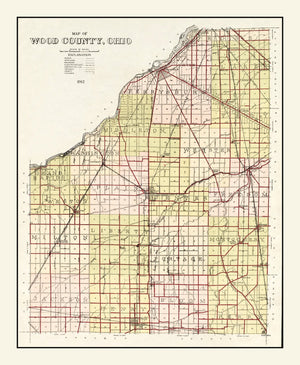 Vintage Map of Wood County, Ohio 1912