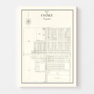 Vintage Map of Cygnet, Ohio 1912