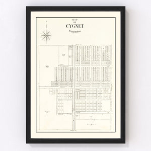 Vintage Map of Cygnet, Ohio 1912