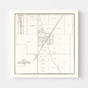 Vintage Map of Haskins, Ohio 1912