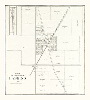 Vintage Map of Haskins, Ohio 1912