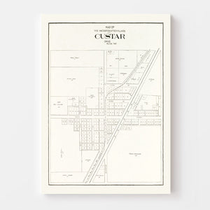 Vintage Map of Custar, Ohio 1912