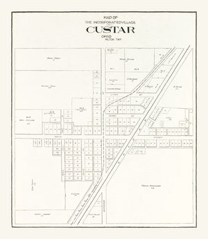 Vintage Map of Custar, Ohio 1912