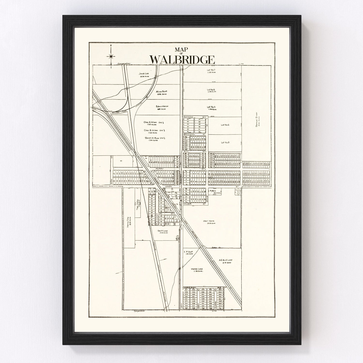 Vintage Map of Walbridge, Ohio 1912