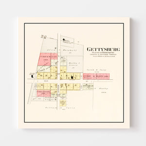 Vintage Map of Gettysburg, Ohio 1912