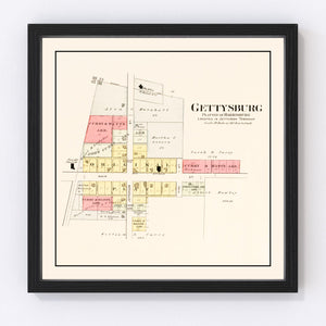 Vintage Map of Gettysburg, Ohio 1912