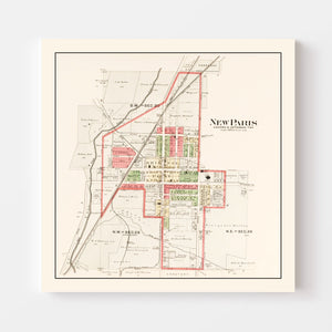 Vintage Map of New Paris, Ohio 1912
