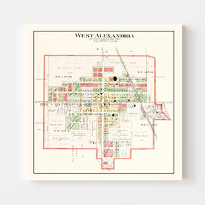 Vintage Map of West Alexandria, Ohio 1912