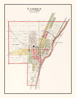 Vintage Map of Camden, Ohio 1912