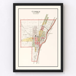 Vintage Map of Camden, Ohio 1912