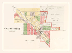 Vintage Map of College Corner, Ohio 1912