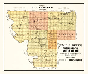 Vintage Map of Kiowa County, Oklahoma 1913