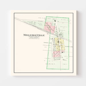 Vintage Map of Milledgeville, Ohio 1913