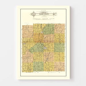 Vintage Map of Jasper County, Iowa 1914