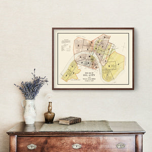 Vintage Map of Oil City, Pennsylvania 1915