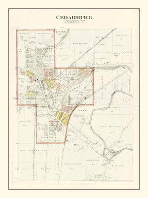 Vintage Map of Cedarburg, Wisconsin 1915