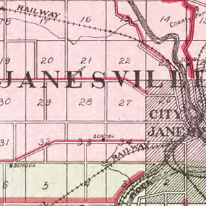 Vintage Map of Rock County, Wisconsin 1917