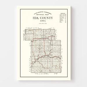 Vintage Map of Ida County, Iowa 1920