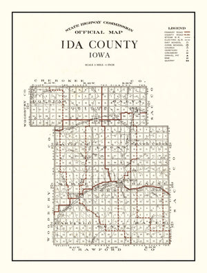 Vintage Map of Ida County, Iowa 1920