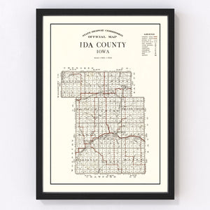 Vintage Map of Ida County, Iowa 1920