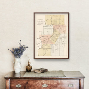 Vintage Map of Mankato, Minnesota 1921