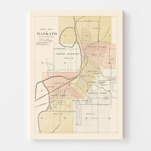 Vintage Map of Mankato, Minnesota 1921