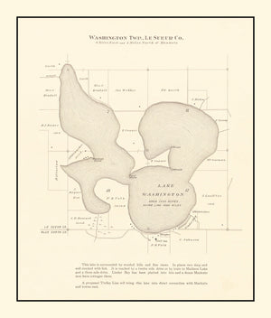 Vintage Lake Washington, MN Map 1921