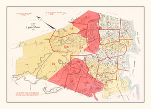 Vintage Map of Lynn, Massachusetts 1924