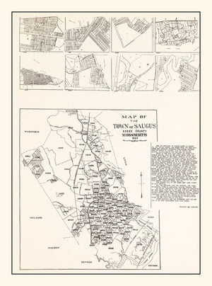 Vintage Map of Saugus, Massachusetts 1924