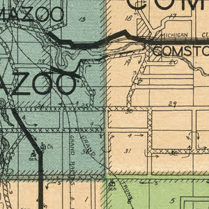 Vintage Map of Kalamazoo County, Michigan 1928