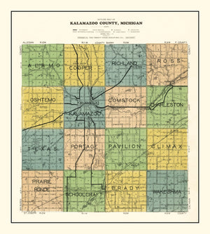 Vintage Map of Kalamazoo County, Michigan 1928