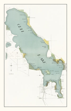 Vintage Gull Lake, MI Map 1928