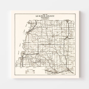 Vintage Map of Le Sueur County, Minnesota 1928