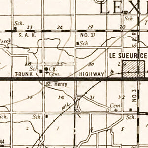 Vintage Map of Le Sueur County, Minnesota 1928