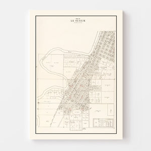 Vintage Map of Le Sueur, Minnesota 1928