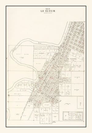Vintage Map of Le Sueur, Minnesota 1928
