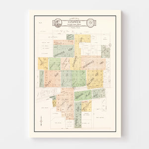 Vintage Map of Sandwich, Illinois 1929