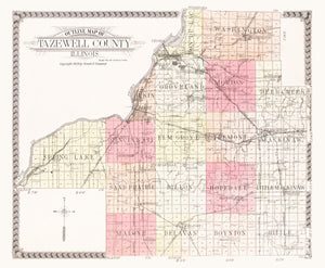 Vintage Map of Tazewell County, Illinois 1929