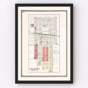 Vintage Map of Tremont, Illinois 1929