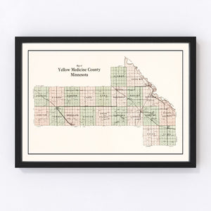 Vintage Map of Yellow Medicine County, Minnesota 1929