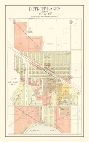 Vintage Map of Detroit Lakes, Minnesota 1929