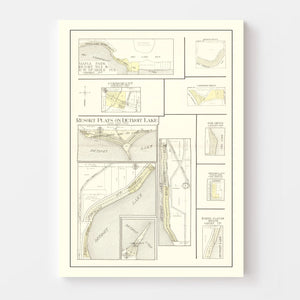 Vintage Map of Detroit Lake Resorts, Minnesota 1929