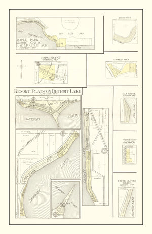 Vintage Map of Detroit Lake Resorts, Minnesota 1929