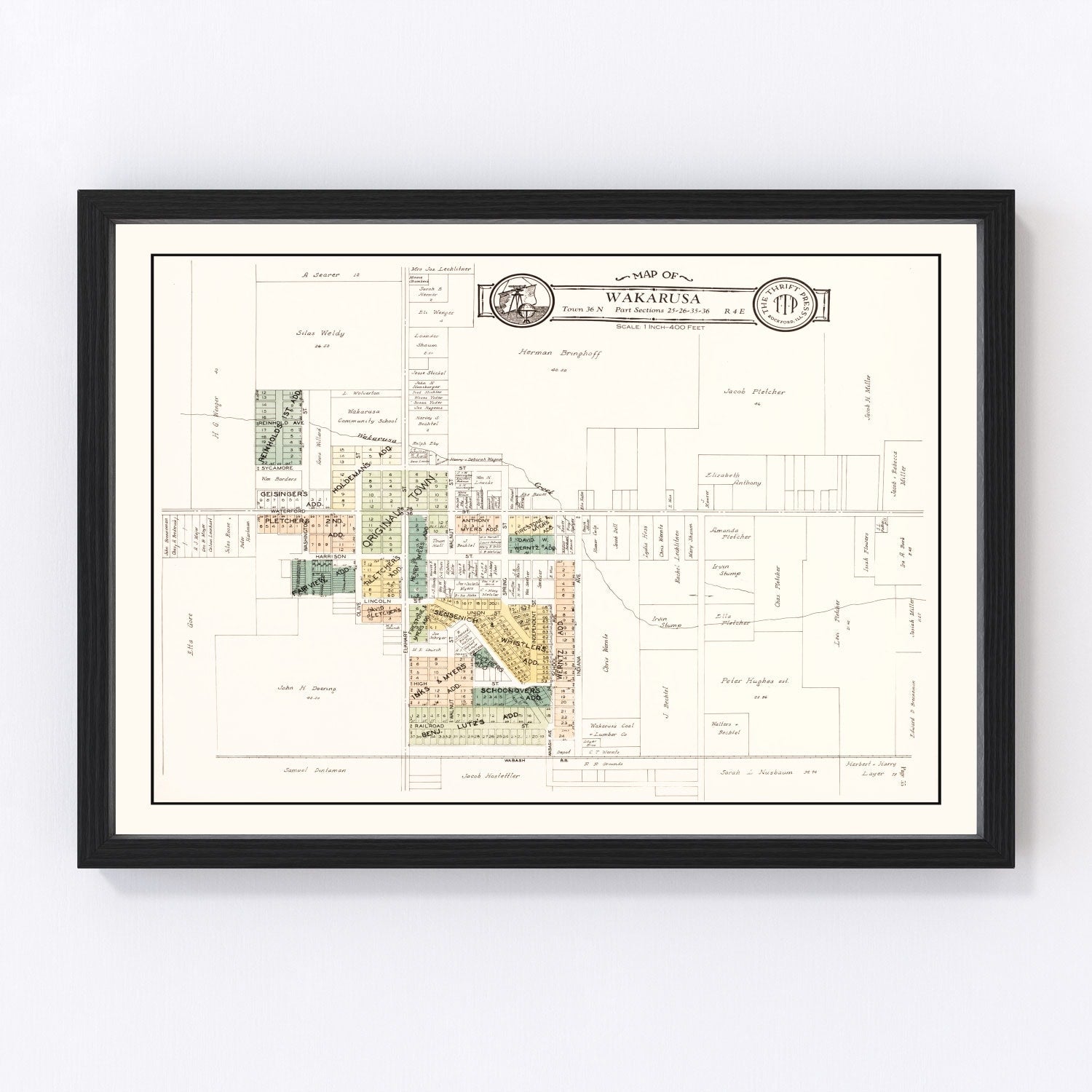 Vintage Map of Wakarusa, Indiana 1929