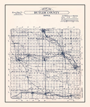 Vintage Map of Butler County, Iowa 1930