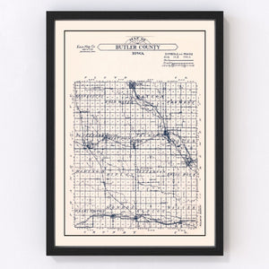 Vintage Map of Butler County, Iowa 1930