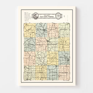 Vintage Map of Green County, Wisconsin 1931
