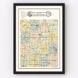 Vintage Map of Green County, Wisconsin 1931