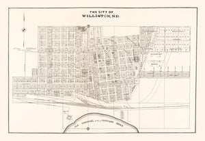 Vintage Map of Williston, North Dakota 1937